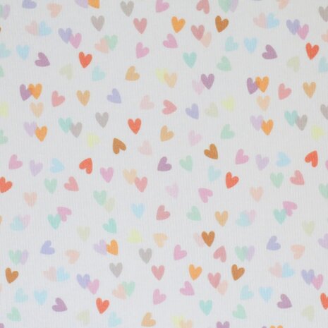 veelkleurige hartjes ribtricot soft met lila katoenen wafel tricot - kickenstoffen