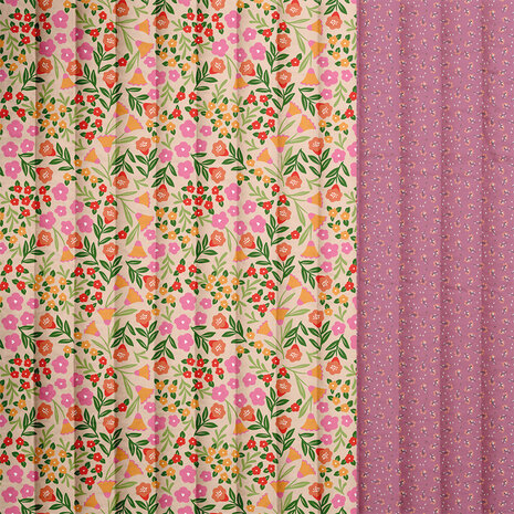 dubbelzijdige bloemen gevoerde katoen Swessie - KicKenStoffen 113371