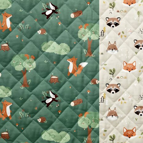 dubbelzijdige bosdieren gevoerde katoen Swessie - KicKenStoffen 111315