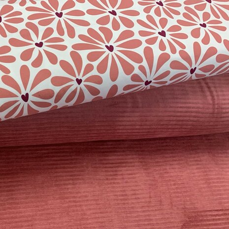 hartjes  bloemen tricot 1161357 met ribfluweel tricot 406021