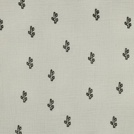 Poppy hydrofiel geborduurde kaktus natural KicKenStoffen 04531.062