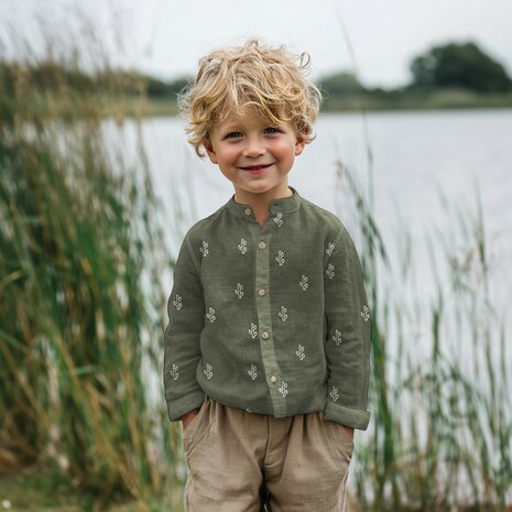 Poppy hydrofiel geborduurde kaktus groen KicKenStoffen 04531.044