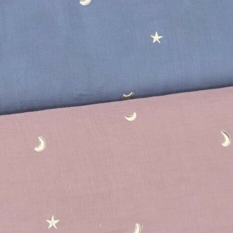 Hydrofiel met maan en sterren &ndash; kickenstoffen Double Gauze