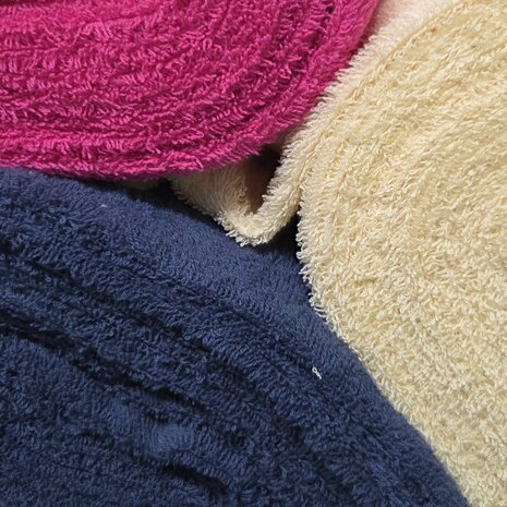 dikke badstof vanille geel - jeans - fuchsia