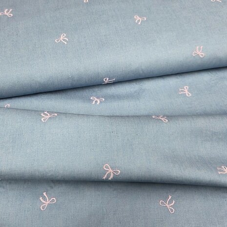 denim geborduurde strikjes kickenstoffen