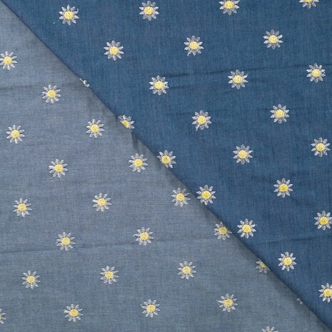 chambray embroidery daisy denim K48044-960