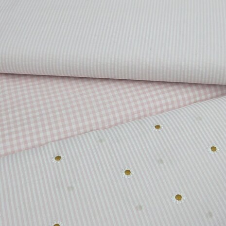 seersucker ruitjes streepjes en bloemetjes roze kickenstoffen