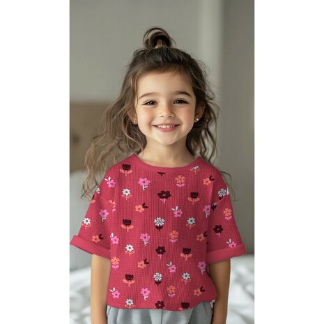 wafel tricot happy flowers Kickenstoffen