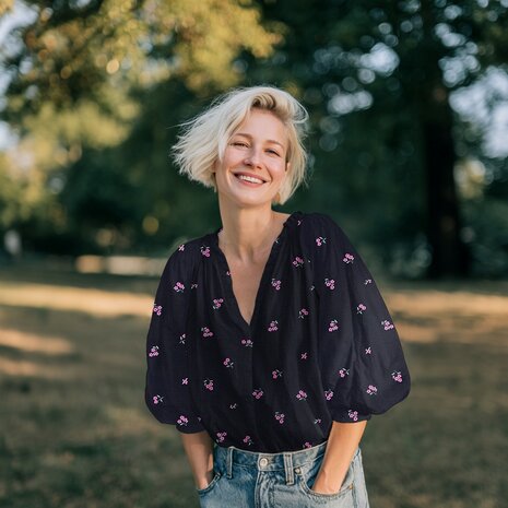 double gauze embroidery flowers 04533.062 Poppy