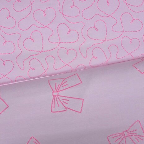 neon roze french terry hart en strik van kickenstoffen