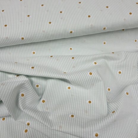 seersucker mint groen bloemetjes