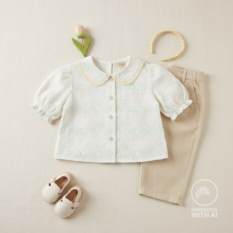 wit Bloemen Luxe broderie katoen *S