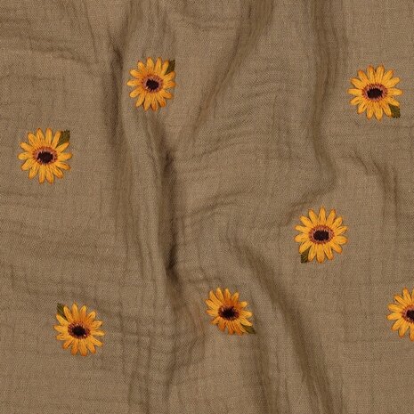 hydrofiele katoen met zonnebloemen Poppyfabrics 07837.002