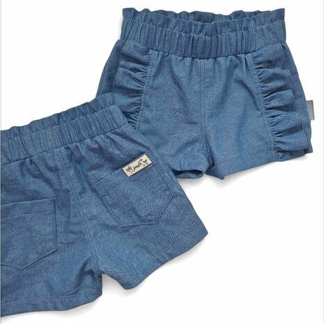 tin tin short iris may patterns - gemaakt door mbym.sewing - glitter denim KicKenStoffen