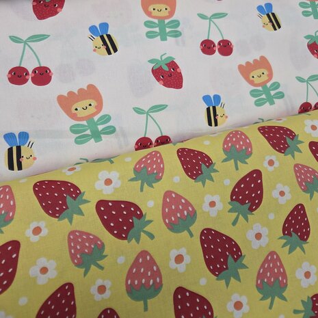aardbei en bloem fruit bij - katoen Jursie