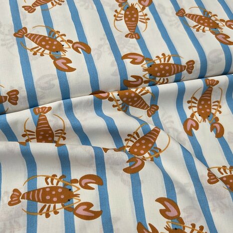  kreeften en strepen poplin Jursie - KicKenStoffen