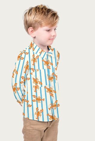 ai blousje  kreeften en strepen poplin Jursie - KicKenStoffen