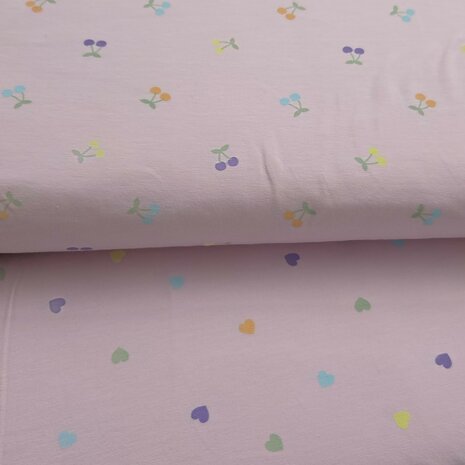 fel gekleurde hartjes en kersjes tricot - qjutiekids 