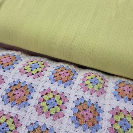 gele pointelle tricot en crochette gebreide stof kickenstoffen