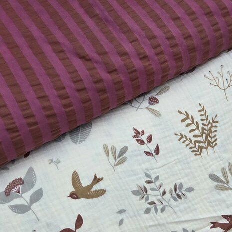 Swessie stoffen kickenstoffen seersucker en vogeltjes hydrofiel