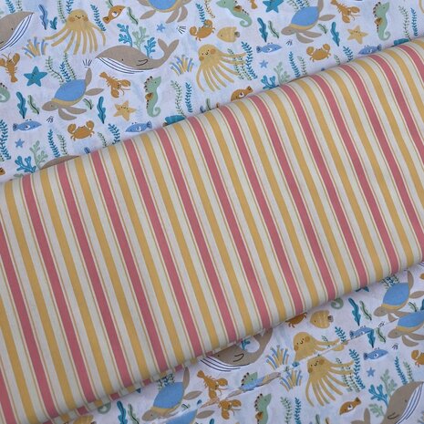Swessie stoffen kickenstoffen streepjes en zeeleven katoen