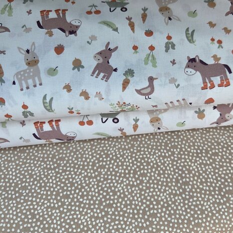 Swessie stoffen kickenstoffen ezel en stipjes katoen