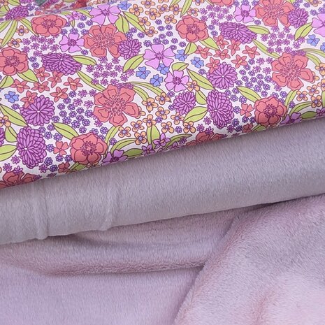 rabbit fake fur bloemen katoen kickenstoffen