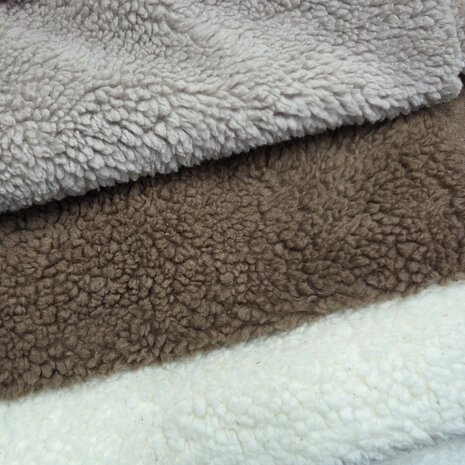 katoenen teddy - kickenstoffen taupe bruin natural