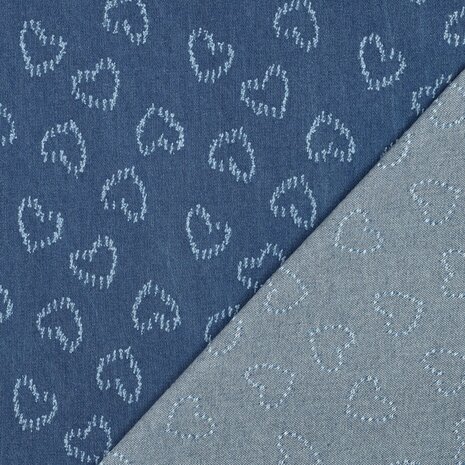 jacquard denim met hartjes 04611.001 Poppy