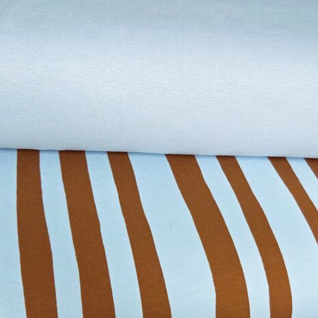 boordstof babyblauw met strepen french terry Poppy