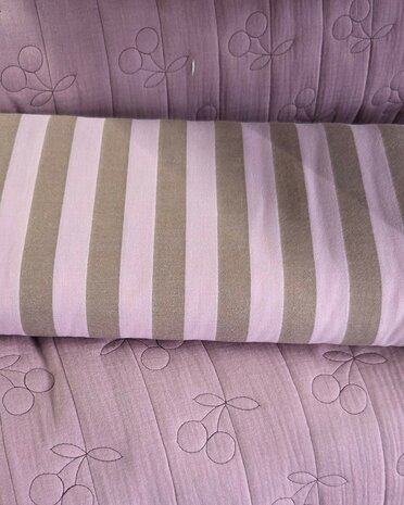 geweven strepen katoen met gestepte kersen stof -kickenstoffen