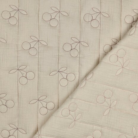 voor en achterkant - Poppy gestepte hydrofiel met kersen en strepen 02967.062