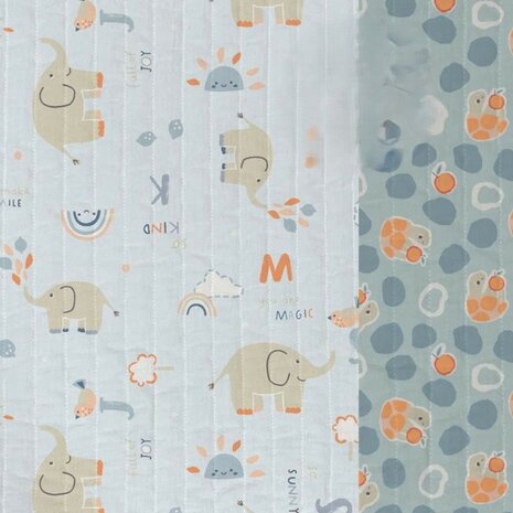 97407 gevoerde katoen olifanten schildpadjes kickenstoffen