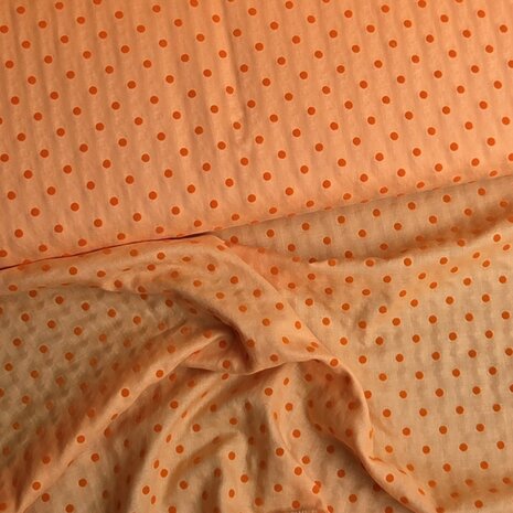 voile katoen velvet toefjes - polka dotjes kickenstoffen