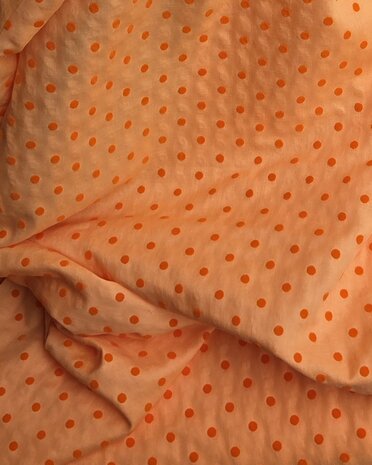 voile katoen velvet toefjes - polka dotjes kickenstoffen