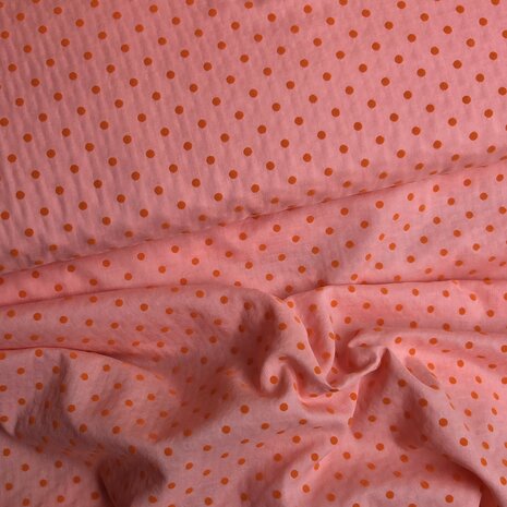 voile katoen velvet toefjes - polka dotjes kickenstoffen