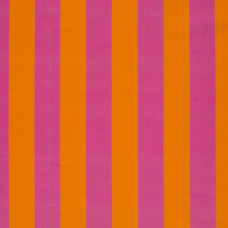 French terry brede strepen fuchsia en oranje &ndash; FVJ collectie kickenstoffen