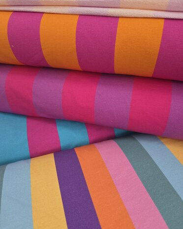 French terry gekleurde strepen &ndash; FVJ collectie kickenstoffen