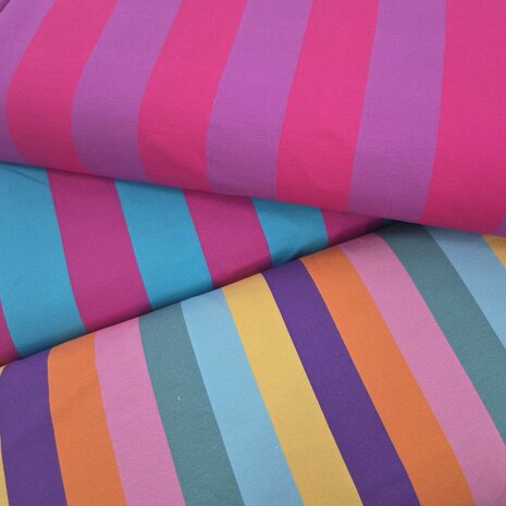 French terry gekleurde strepen &ndash; FVJ collectie kickenstoffen