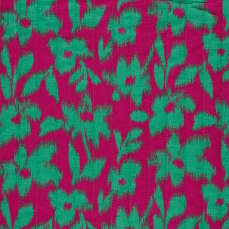  roze (fuschsia) groen Bloem Luipaardprint Dubbelzijdig Gevoerde hydrofiel *S