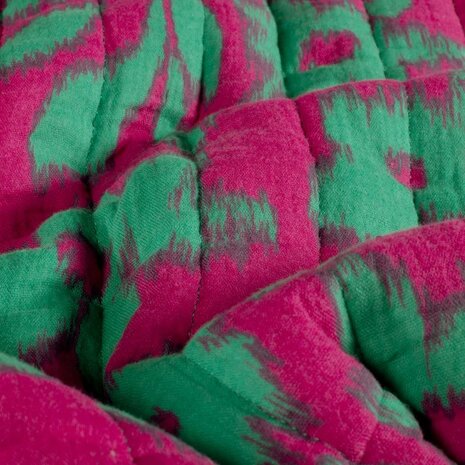 gestepte stof hydrofiel met vulling - panter bloem roze groen - kickenstoffen 