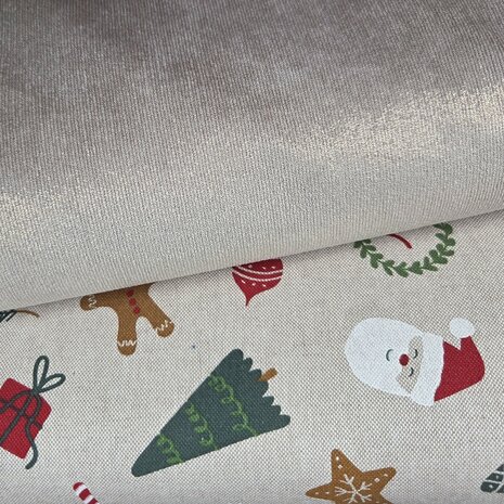 canvas kerst en glitter corduroy beige