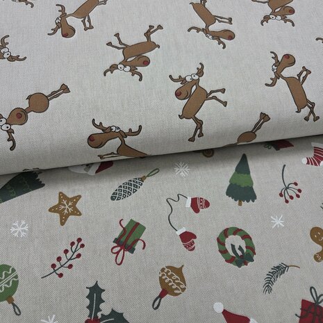 canvas linnen look beige melange KicKenStoffen