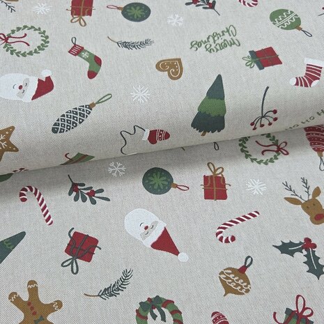 canvas linnen look beige melange KicKenStoffen 