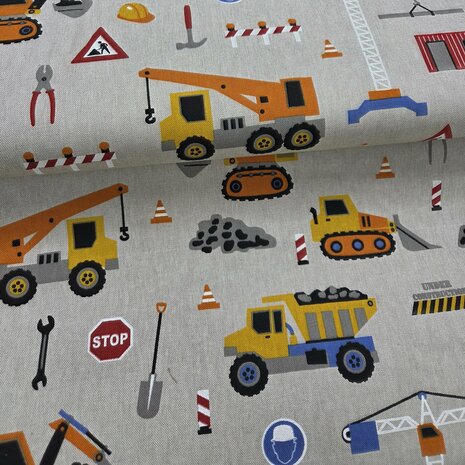 canvas linnen look beige melange KicKenStoffen