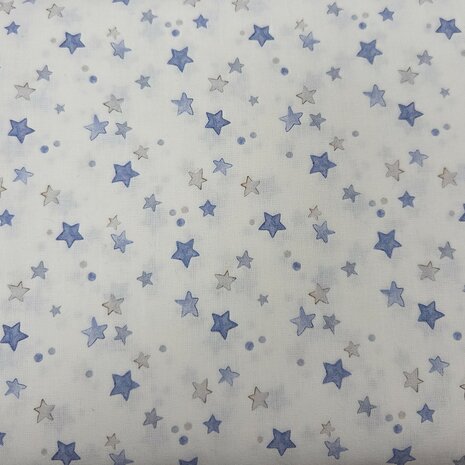 BEEBS katoenen stof &ndash; sterren print blauwgrijs &ndash; Oeko-Tex