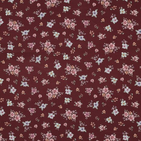 08117.031 Poplin katoen bloemen digitaal &ndash; burgundy small &ndash; Poppy