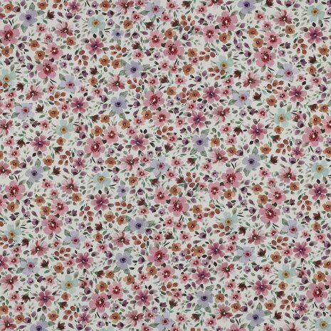 08117.001 Poplin katoen bloemen digitaal &ndash; wit &ndash; Poppy