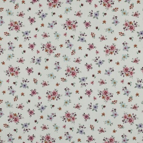 08117.011 Poplin katoen bloemen digitaal &ndash; wit small &ndash; Poppy