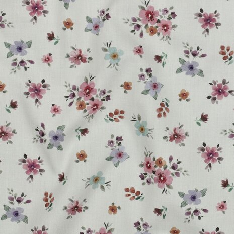 08117.011 Poplin katoen bloemen digitaal &ndash; wit small &ndash; Poppy